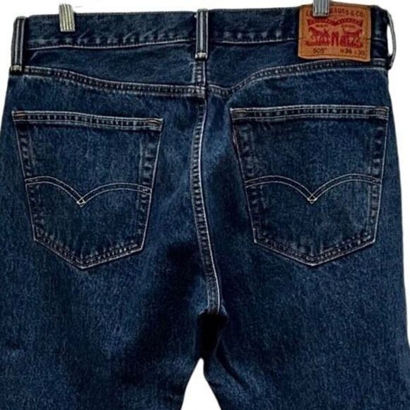 Levi's Men’s 505 Blue Jeans 36 X 30 Regular Classic Fit Straight Leg - Picture 5 of 8